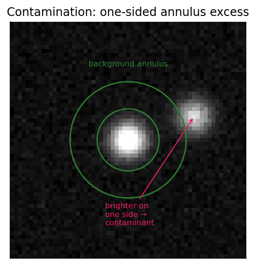 Star with a background annulus that is brighter on one side because of a nearby neighbor