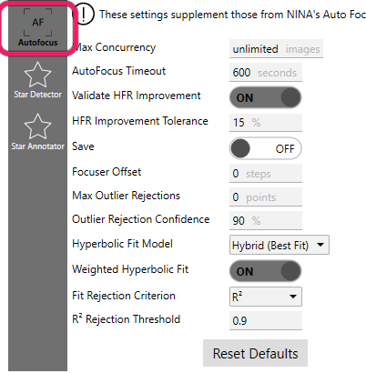 Quick Start - Hocus Focus — NINA Plugin Documentation